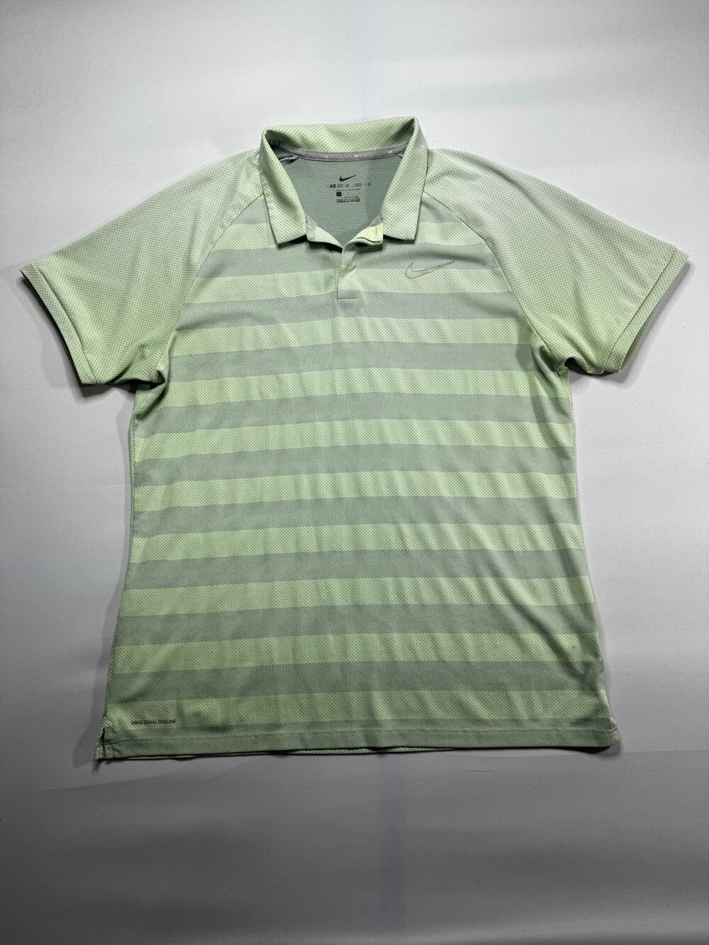 Nike Men's‎ Zonal Cooling Green Striped Golf Polo Shirt - Size L